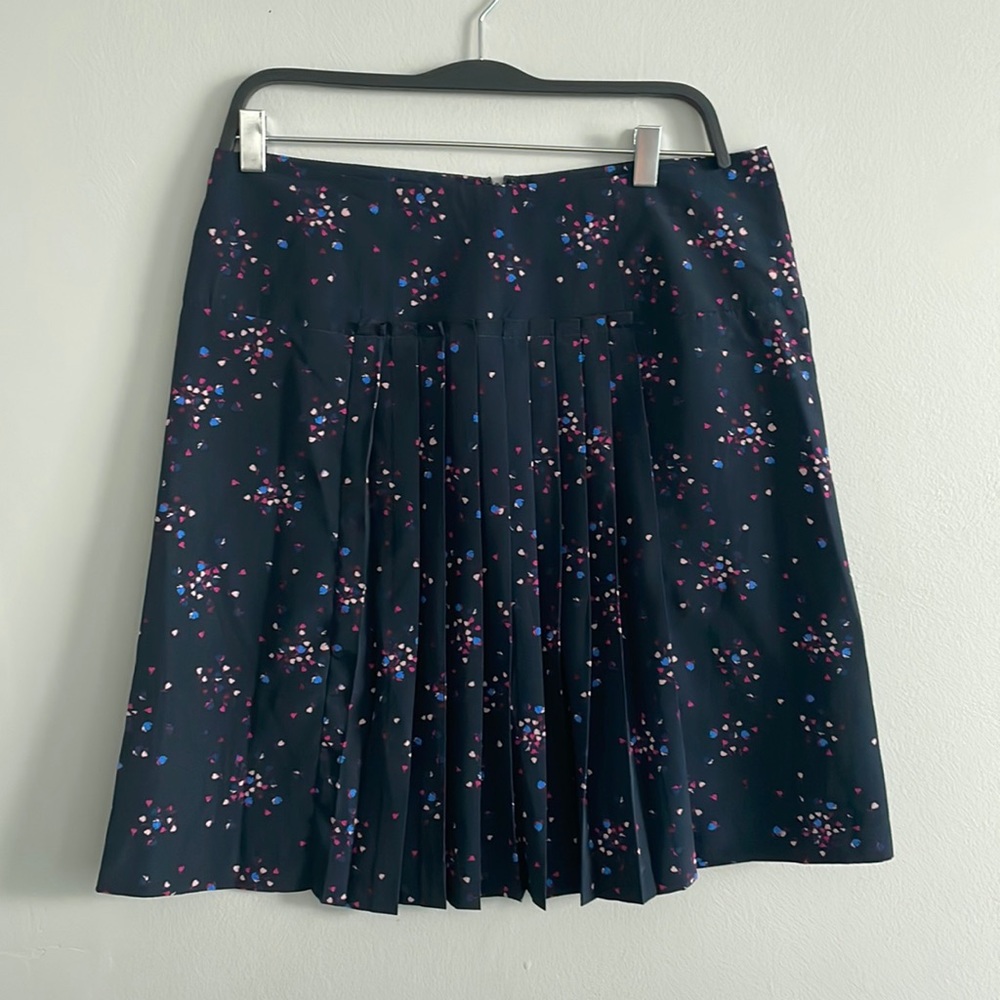 Navy print accordian A-Line Bell Skirt
